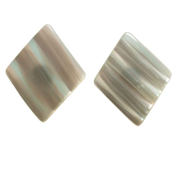 Vintage 80s Earrings Moonglow Statement Acrylic Iridescent Pearl Plastic Retro. - Picture 5 of 16